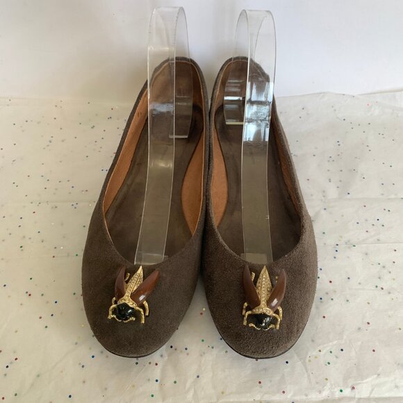 Pilcro and the Letterpress Brown Suede Beetle Bee Insect Ballet Flats - Size 9 - Picture 4 of 12